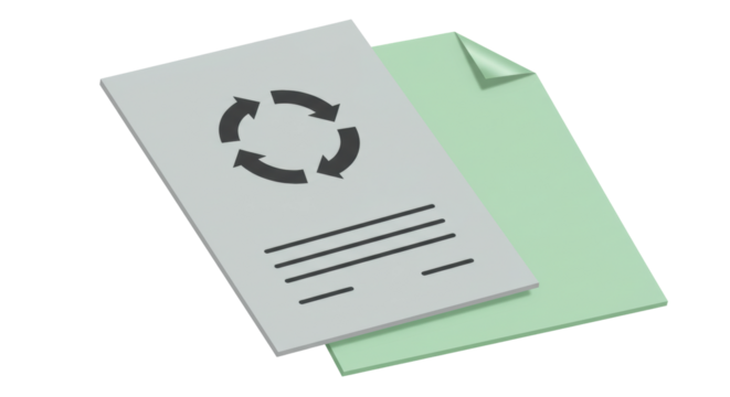 Isolated Documents with Recycling Symbol and Blank Sheet