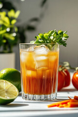 Fototapeta premium Refreshing Caesar Cocktail with Garnish and Fresh Ingredients 
