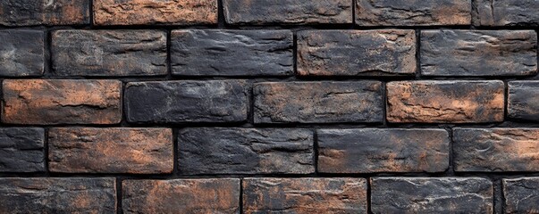 Obraz premium Dark and rustic brick wall providing a textured backdrop with a repeating pattern