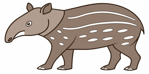 Vector Illustration of a Cute Tapir: Wildlife, Animal Vector Art for Kids