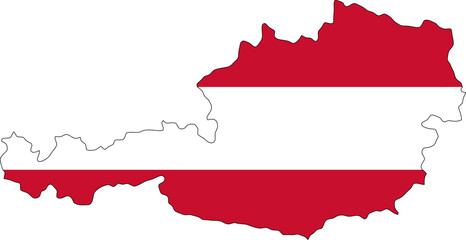 Obraz premium Austria flag on the map illustration vector with transparent