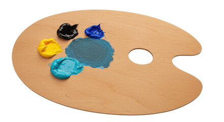 Isolated Palette with Various Colors of Oil Paints