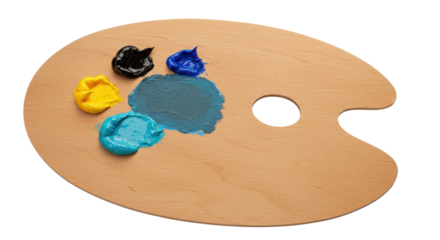 Isolated Palette with Various Colors of Oil Paints