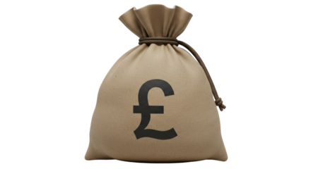 Isolated Money Bag with Pound Symbol for Finance