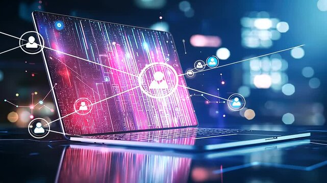 Cutting-edge AI agents and intelligent assistants streamline tasks on a laptop.