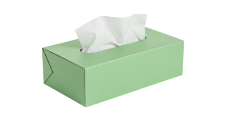 Isolated Pastel Green Tissue Box with White Tissues