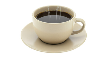 Isolated Steaming Coffee in a Beige Cup and Saucer