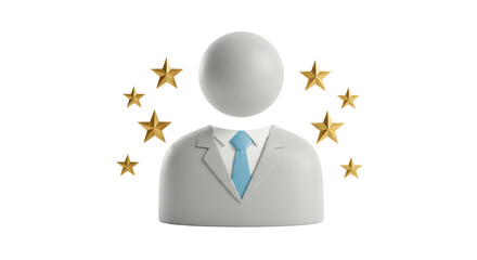 Isolated Generic Person Icon with Stars Around