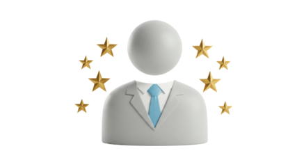 Isolated Generic Person Icon with Stars Around