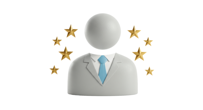 Isolated Generic Person Icon with Stars Around