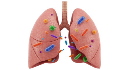 Isolated Lungs with Bacteria and Viruses for Illness
