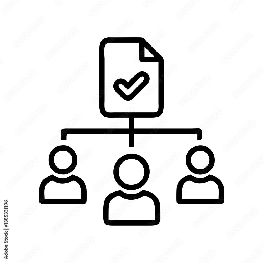 Poster project management workflow diagram with team members and task completion document illustration vect