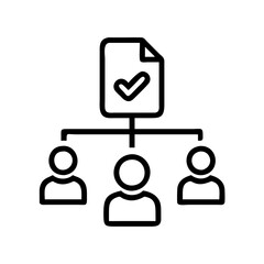 Fototapeta premium Project management workflow diagram with team members and task completion document illustration vector design