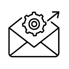 Email automation settings: configure email marketing with gear and arrow for sending emails easily