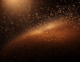 Fototapeta premium gradient of deep espresso brown fading into black. Elegant gold dust particles float softly in the background, enhancing the sense of luxury