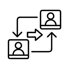 Team member transfer icon for business process and workflow management and human resources concept design 