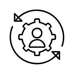 Automation process workflow management system with gear and person outline vector illustration design
