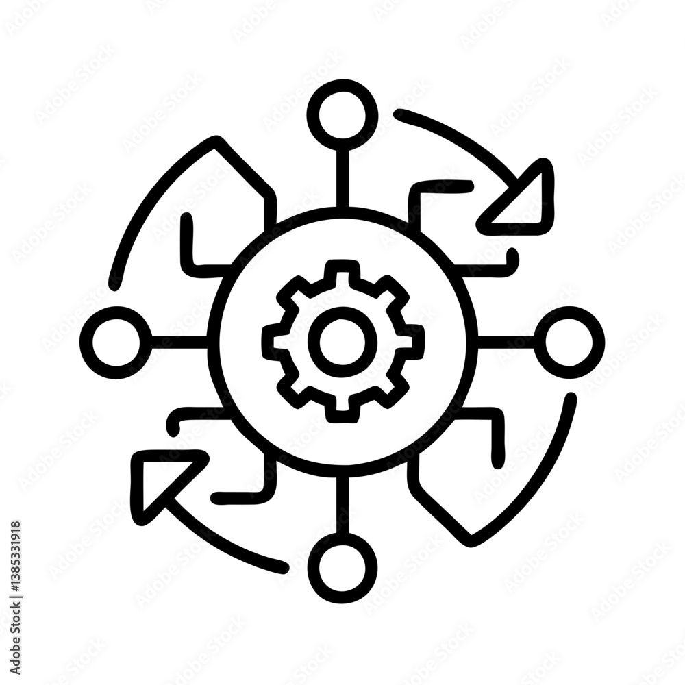Poster automation process workflow icon vector illustration for business and technology solution concept de