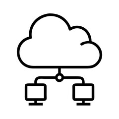 Cloud computing network diagram for data storage and server connection and information technology design