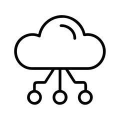 Cloud computing network diagram outline for data storage and processing infrastructure design icon 