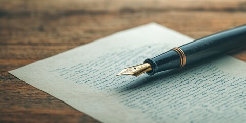 Poetic Heritage Vintage Fountain Pen and Manuscript Celebrating National Haiku Day - Artisan Writing Craft Meets Digital Content Creation