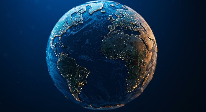 Global interconnection concept: a digital earth made with circuit boards