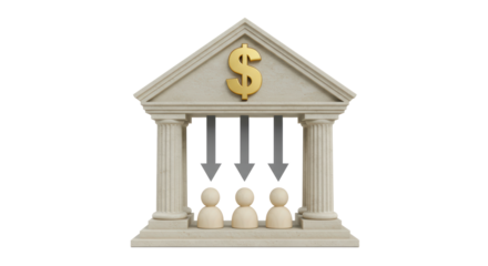 Isolated Financial Distribution Structure with People and Dollar Sign