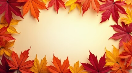 Fototapeta premium A vibrant frame of autumn leaves in rich colors