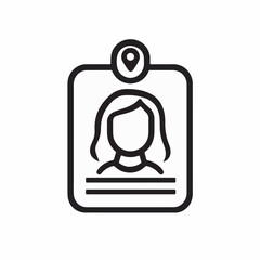 Employee badge showing woman icon displaying location info design