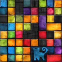 Colorful cat puzzle game background design