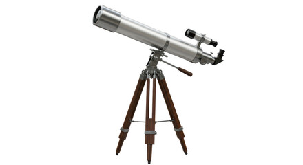 Isolated Refractor Telescope on Tripod for Astronomical Observation