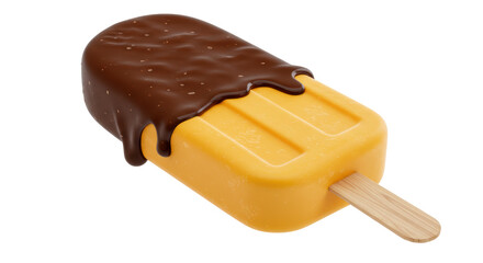 Isolated Chocolate Covered Ice Cream Bar on Stick