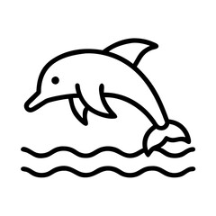 Dolphin jumping out of water vector illustration marine mammal ocean sea life outline drawing icon graphic 