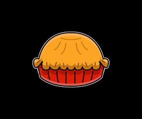 Baked Pie Illustration - Cartoon Vector for Bakery or Menu