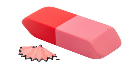 Isolated Pink and Red Eraser with Shavings