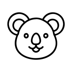 Cute koala bear face drawing vector illustration, australian animal icon, cartoon koala outline design