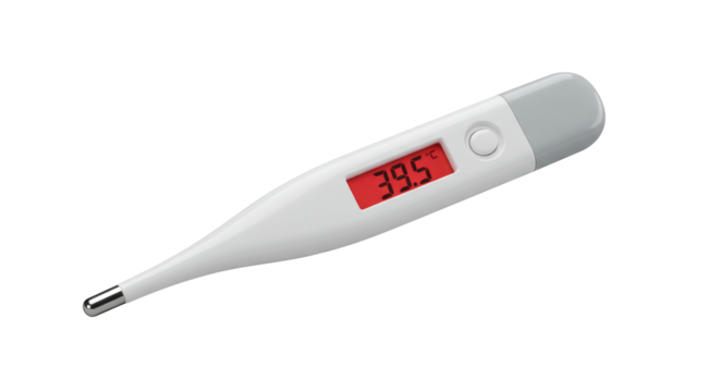 Isolated Digital Thermometer Showing High Temperature