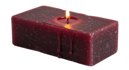 Isolated Burning Rectangular Candle