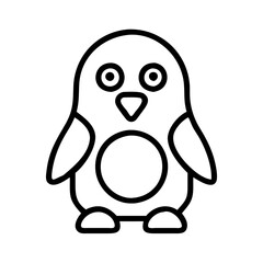 Cute penguin outline vector drawing for kids coloring page and print design, simple animal illustration