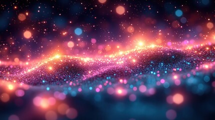 Fototapeta premium Enchanted Glitter Landscape: A Dreamlike Vision of Shimmering Lights and Colors