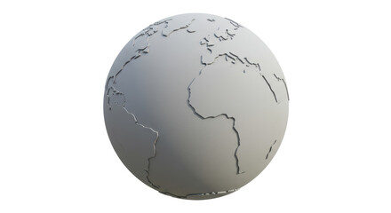 Isolated Stylized Globe with Textured Continents for Cartography