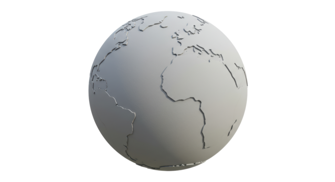 Isolated Stylized Globe with Textured Continents for Cartography
