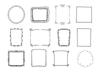 Whimsical coquette ribbon frame, hand drawn line ornament, border y2k romantic retro design element. Wavy curved vintage decor.