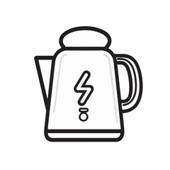 Obraz premium Electric kettle heats water vector outline kitchen appliance