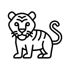 Outline tiger vector illustration, cute tiger drawing for kids, tiger icon, tiger clipart, animal vector