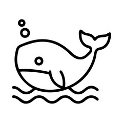 Cute whale outline drawing vector illustration for ocean animals and marine life themed designs and projects