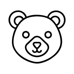 Cute bear face vector illustration for kids design and coloring pages, cartoon animal head outline drawing