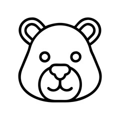 Cute bear face drawing vector illustration, animal head outline, cartoon teddy bear graphic design element