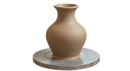 Isolated Clay Pot on Pottery Wheel for Creation