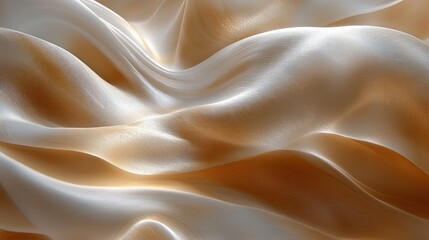 Fototapeta premium Elegant beige silk fabric waves, studio shot, background texture, design